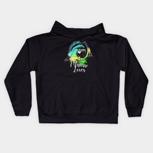 Colorful Rainbow Retro Parrot Macaw Lover Kids Hoodie